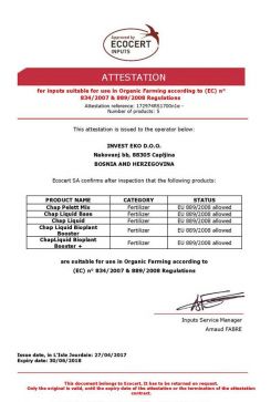  
                   ORGANİK GÜBRE SERTİFİKASI