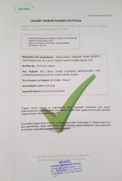  
                   ORGANİK TARIM MÜTEŞEBBİS SERTİFİKASI